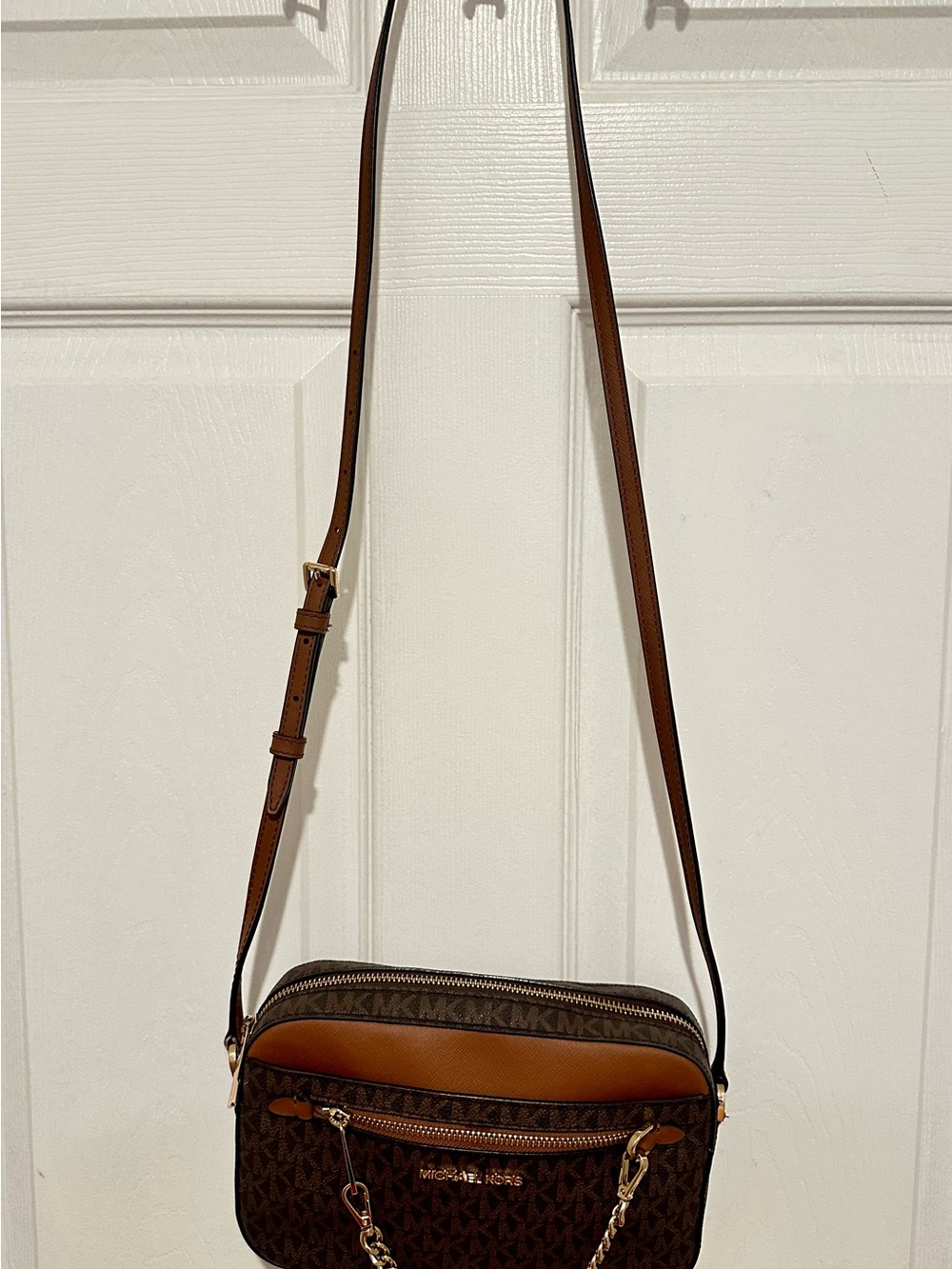 Michael Kors Brown and Tan Signature Messenger Bag